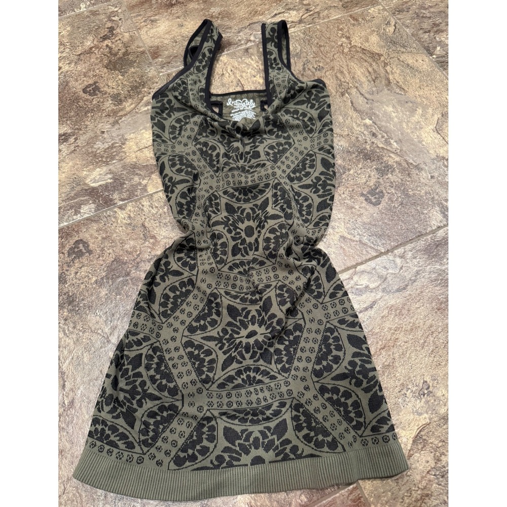 Intimately Free People Green & Black Patterned‎ Sleeveless Mini Dress XS/S EUC